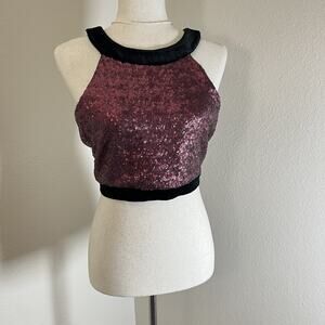 Ob-Sess Juniors Size 12 / Sleeveless Crop Top / Sequins w Velvet Trim